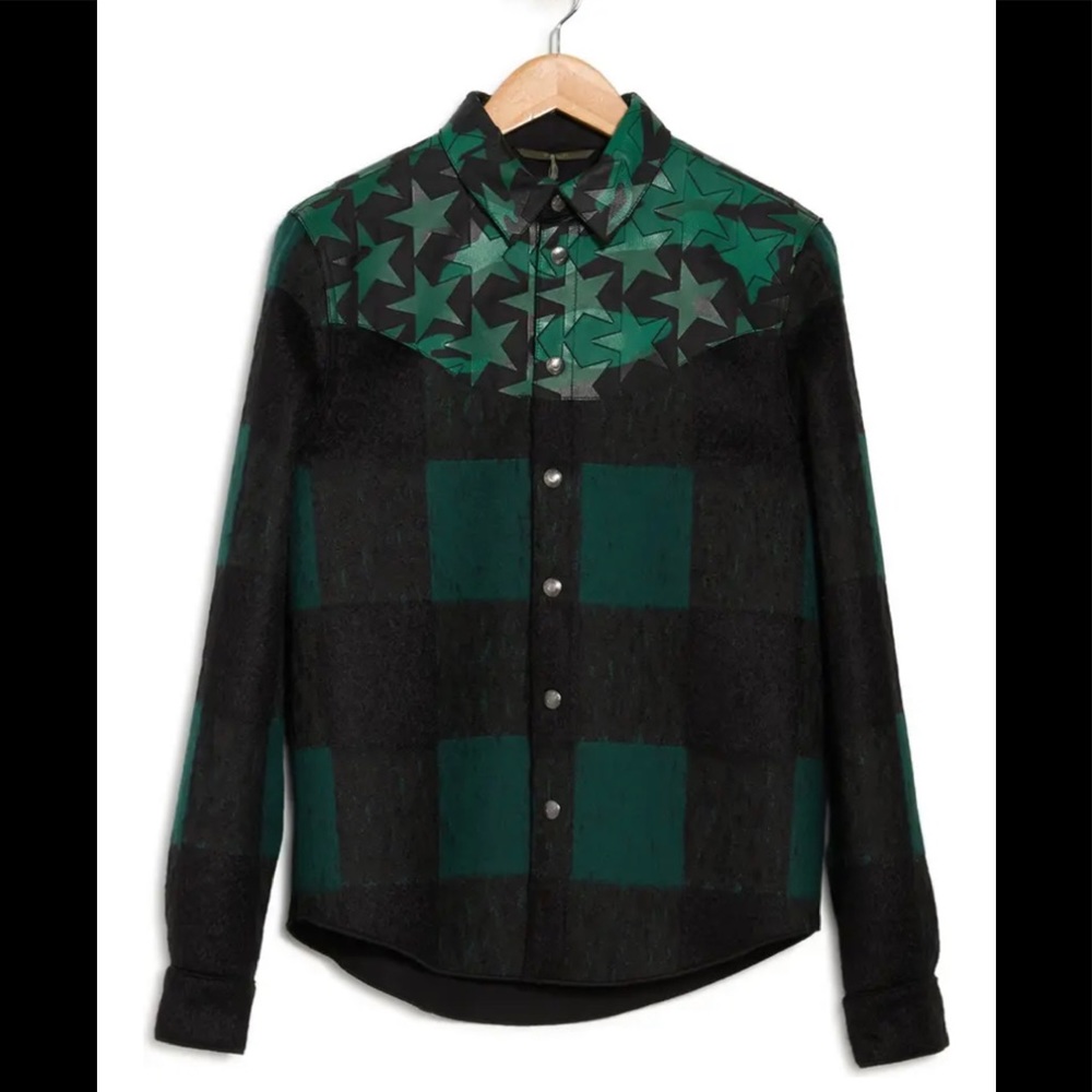Valentino Mens Check Star Flannel Jacket Sz 44/M